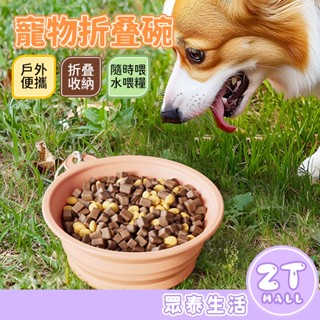 寵物外出碗 附扣環 矽膠碗 摺疊碗 飛盤碗 餵食碗 飼料碗 寵物摺疊碗 狗狗 貓咪 外出矽膠碗 折疊碗 ZT官方旗艦店