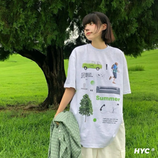 [hyc] 美式休閒風 summer 夏日 愜意 休閒短t 純棉 短袖 上衣 渡假風 bus 復古 影象 y2k