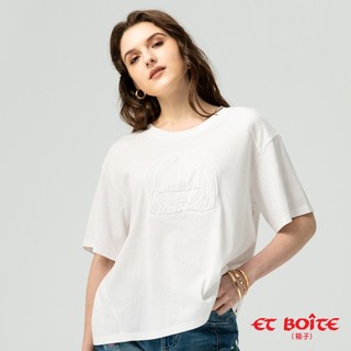BLUE WAY ET BOiTE 箱子 - 女款 LIZ大頭鋼印落肩短TEE(白)
