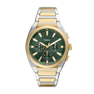 FOSSIL Everett 美式綠面三眼計時手錶 44MM FS6106