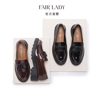 FAIR LADY 小時光 復古雙C漆皮厚底樂福鞋 霧黑色 酒紅色 (552977) 樂福鞋 女鞋 厚底鞋 通勤