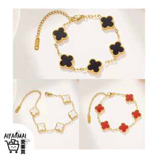 Gelang Clover Titanium Bunga 18K LAPIS EMAS