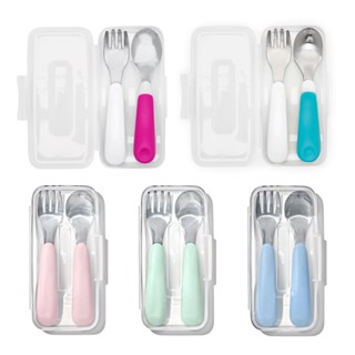 美國 OXO tot 不鏽鋼隨行叉匙組/餐具組(多色可選)附收納盒【麗兒採家】