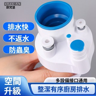 廚房下水管密封圈 衛生間防臭塞 下水管洗衣機排水管五通三閤一新款廚房下水管三通排水管防臭多功能過濾器洗碗機淨水器排水神器