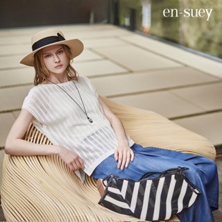 【en-suey 銀穗】牛仔打褶七分寬褲 - 牛仔藍 5213-1510