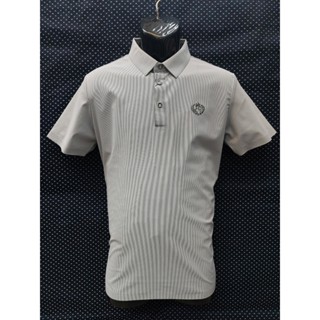 <<皮爾卡登pierre cardin>>混紡彈性短袖POLO衫--灰底直條紋