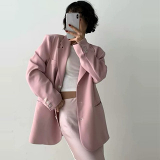 現🔥《小姐姐韓國代購》正韓 光澤緞面長裙 絕美西裝外套 La m