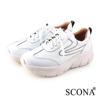 SCONA 蘇格南 真皮 樂活舒適厚底休閒鞋 白色 7405-1