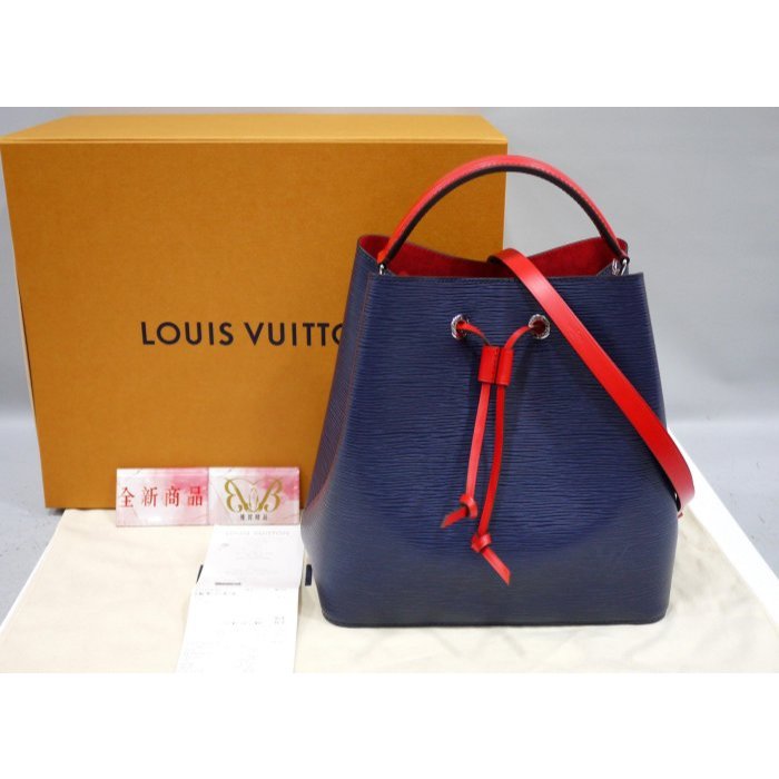 ☆優買二手精品名牌店☆ LV M54367 NOE 海軍藍 寶石紅 EPI 水波紋 新款 拉鍊內袋 大水桶包 肩背包 斜