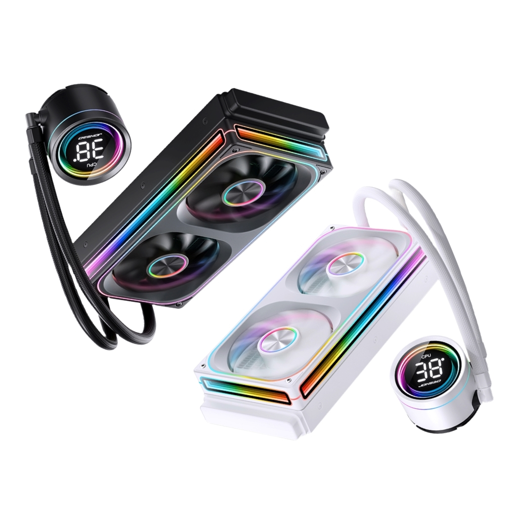 JONSBO TH240 全幅式無限鏡 一體扇液晶水冷散熱器 黑/白（TDP:260W/高彩液晶/漏液賠償/5年保）