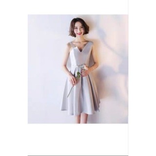 天使佳人婚紗禮服旗袍---現貨特價緞面小禮服灰色xs