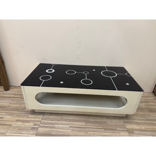 《大淡水二手精品傢俱》黑玻璃簡約白色系茶几 臺北二手傢具#新北二手傢具#林口二手傢具#桃園二手傢具