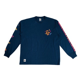 CHUMS 男女 Oversized Disco Time Brushed 長袖T恤 深藍色-CH012482N001