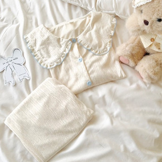 ♡ 最後現貨｜𝟕𝒑𝒖𝒑𝒖🧸甜美花邊熊熊春秋居家服🧸電子發票/春秋居家服/春季睡衣/上衣+長褲/女生睡衣/睡褲/保暖睡衣
