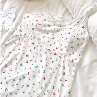 ♡ 最後現貨｜𝟕𝒑𝒖𝒑𝒖🧸小清新吊帶碎花夏天睡裙🧸電子發票/夏季睡衣/夏天睡衣/夏天睡裙/長裙/連身裙/洋裝/睡裙