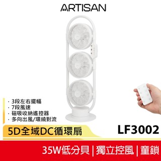 【ARTISAN奧堤森】 5D全域DC循環扇 舒棉白 LF3002 蝦幣5%回饋
