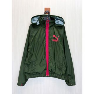 Puma 軍綠色小LOGO連帽風衣外套 (編號25041930