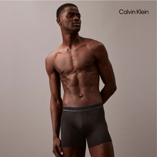 【Calvin Klein】 CK 同色調標誌超細纖維四角內褲 黑色