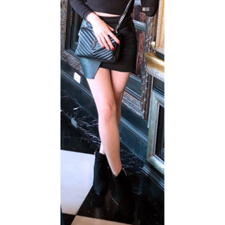 🩷正韓🖤🖤🖤黑色性感個性皮革剪裁拼接皮短裙🖤🖤🖤斜開高叉