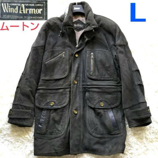Wind Armor 小羊皮排扣翻領大衣 長板外套夾克 皮衣外套