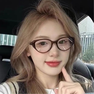 新款美式平光眼鏡女方圓臉防藍光鏡顯瘦素顏港風黑框貓眼 平光眼鏡 74336