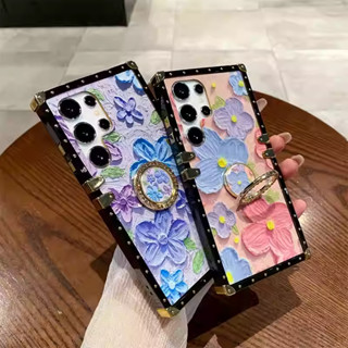 三星 S25edge S24 S24+ S23 S24FE S22 S21 Note20 方形 油畫指環 手機殼