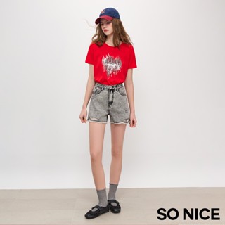 SO NICE 格雷灰簡約A-line牛仔短褲｜都會時尚女裝【97532015】