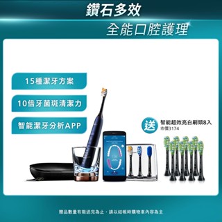 PHILIPS 飛利浦 Sonicare 鑽石智慧音波震動牙刷/電動牙刷HX9954/52 深邃藍