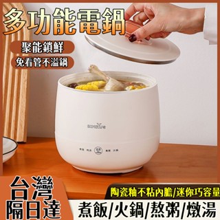 限時特賣🔥多功能電飯煲 煮粥神器 養生煲 小飯鍋 單人飯鍋 小電鍋 宿舍美食鍋 不沾電飯鍋 110V迷你防乾燒電飯煲小米