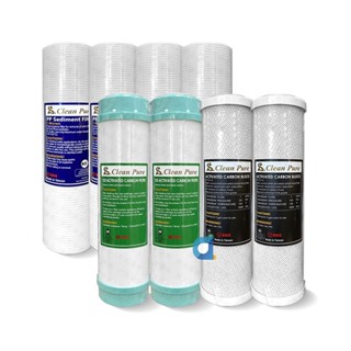 CLEAN PURE 10英吋標準型5微米細溝槽PP濾心4支 顆粒活性碳2支 活性碳濾心2支 NSF認證(共8支)