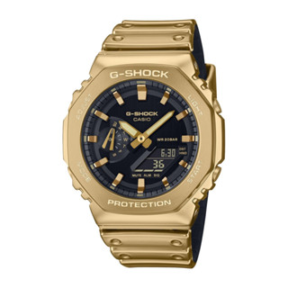 CASIO 卡西歐 時尚八角金屬錶圈感雙顯腕錶-金/(GM-110D-8A)/51.9mm
