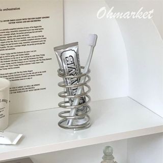 【生活市集】臺灣現貨 ins不鏽鋼牙刷架 彈簧牙刷架 刷具桶 筆筒 化妝刷收納 牙膏架 收納架 文具桶 文具收納