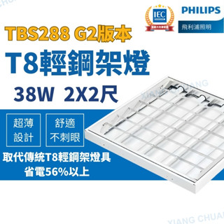 【PHILIPS飛利浦】開發票 T8 輕鋼架燈 2X2尺 38W TBS288 白光 輕鋼架 T8輕鋼架燈 2尺 4管