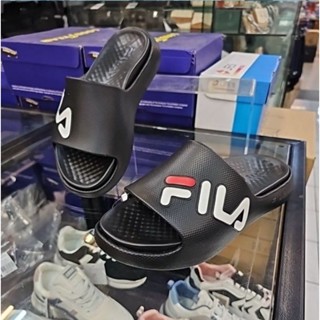 Fila 斐樂 中性鞋 男鞋 女鞋 情侶鞋 黑色 4S351Z001 輕量防水防滑 雙層厚底 Q彈柔軟緩震 拖鞋
