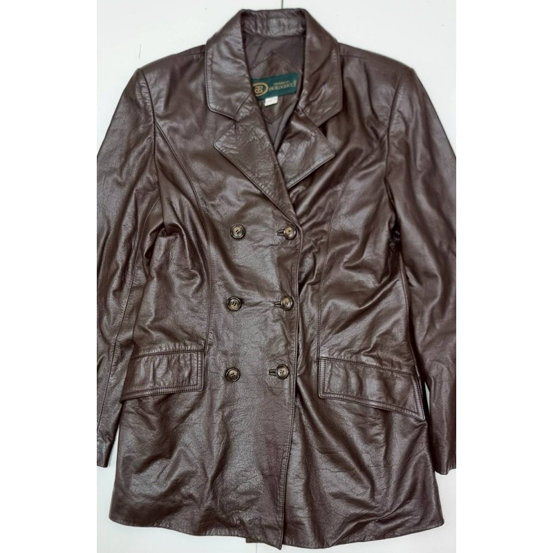 二手Gucci風衣真皮皮衣咖啡色by Paolo Gucci Vintage Brown Leather Jacket