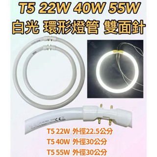 🌟耀星照明 圓型燈管 T5 22W 40W 55W 雙面針 白光 環形燈管 風尚燈管 TL5C 40W/865 2面針
