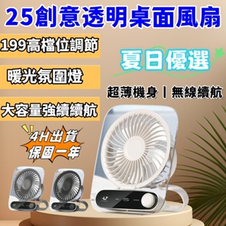 【強風速降溫❄️保固一年】低噪音．199檔風力 桌上型風扇 USB風扇 桌面風扇 小風扇 辦公桌 風扇 自帶暖光氛圍燈