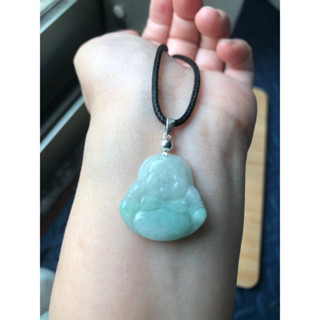 🌸小禾翡翠🌸 緬甸玉天然A貨翡翠玉墜 糯冰種 淡綠 佛公 彌勒佛