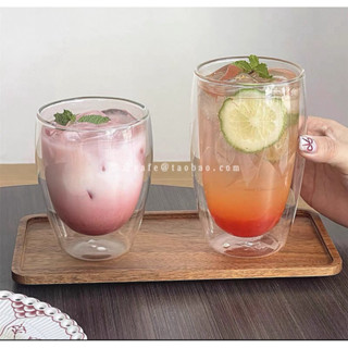 𝑳𝒖𝒏𝒂 ☾ 咖啡廳必備雙層冰美式玻璃咖啡杯 果汁杯