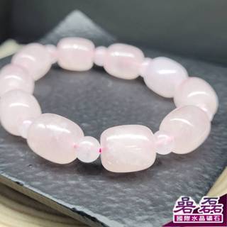 《碞磊國際》粉晶 芙蓉晶 13mm 桶型 長桶 手串 內方外圓 桃來花開 【編號】ABRB0038