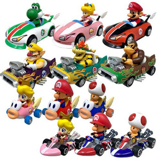 ❤Lika小舖❤日本帶回 全新正版現貨 超級馬力歐兄弟景品玩偶 賽車 蘑菇奇諾比奧造型mario 車子魔法師公仔 迴力車