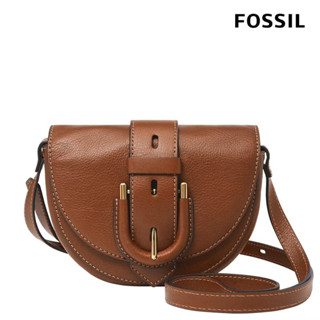 二手* FOSSIL Harwell 真皮翻蓋馬鞍包-咖啡色 極新