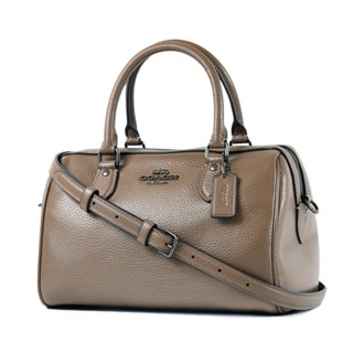 COACH 荔枝紋手提/斜背二用波士頓包-可可色【美國正品現貨】