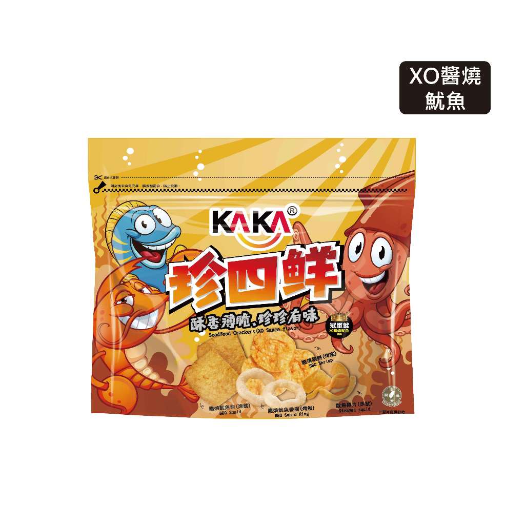 KAKA 珍四鮮 88g 冠軍魷(XO醬燒魷魚風味) 台南蝦餅 零食 伴手禮 安平