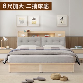 【日本直人木業】NINA北歐簡約風收納側二抽6尺雙人加大床組 (附小夜燈USB插座)