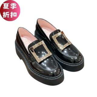 Roger Vivier 女款 Viv Rangers 亮面小牛皮金屬釦樂福鞋 黑色