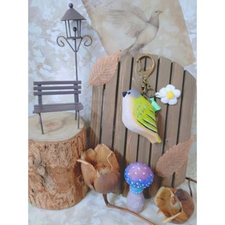🌲§ 春初鳥兒青露 § 森林鳥語系列 - 綠色/小鳥/木雕吊飾/鑰匙圈［六木樹屋雜貨］