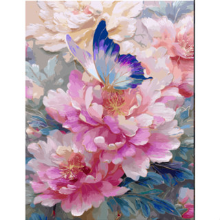 5月新款現貨多色-蝶舞繡花78色【新一代畫布有背板】大尺寸50*65CM-DIY數字油畫/填色畫/丙烯油畫/客廳裝飾