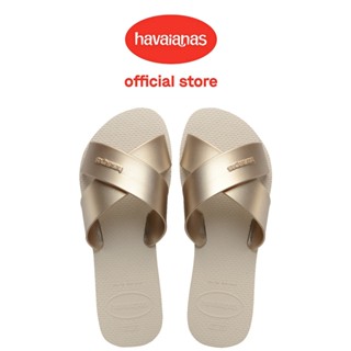 Havaianas哈瓦仕 拖鞋 涼鞋 復古 羅馬 交叉鞋帶 米白 Aqua Metallic 4148866-0121W