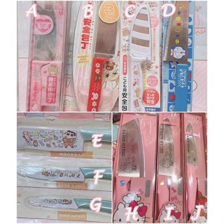 ♥小玫瑰日本精品♥ 現貨 Hello Kitty 上學熊 哆啦A夢 蠟筆小新 菜刀 水果刀 肉切刀 料理刀~8